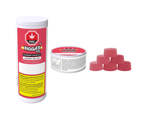 BIGGIES Multipack of 6, Raspberry Gingerale 3:3:1 (CBG:CBD:THC) Live Resin Soft Chews